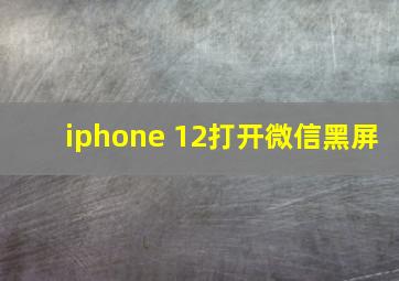 iphone 12打开微信黑屏